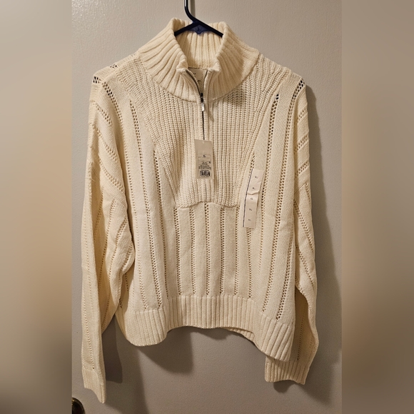 A New Day Women's Mock Turtleneck 1/4 Zip Sweater Cream Size XL NWT - Picture 1 of 8
